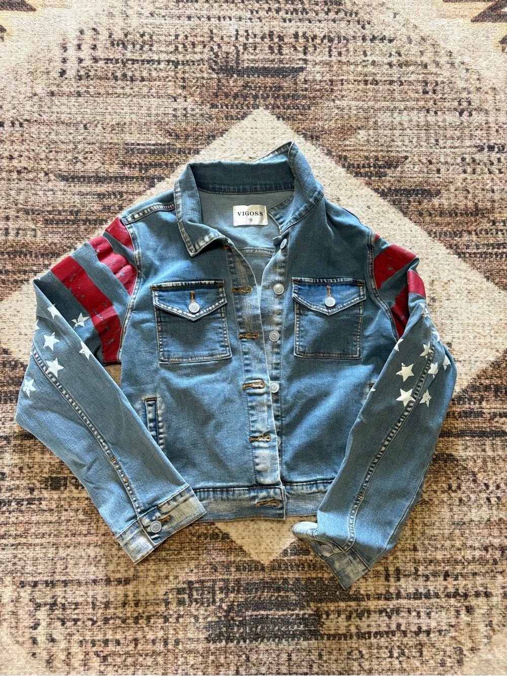 Vigoss Women’s American Flag Jean Jacket Size Medium